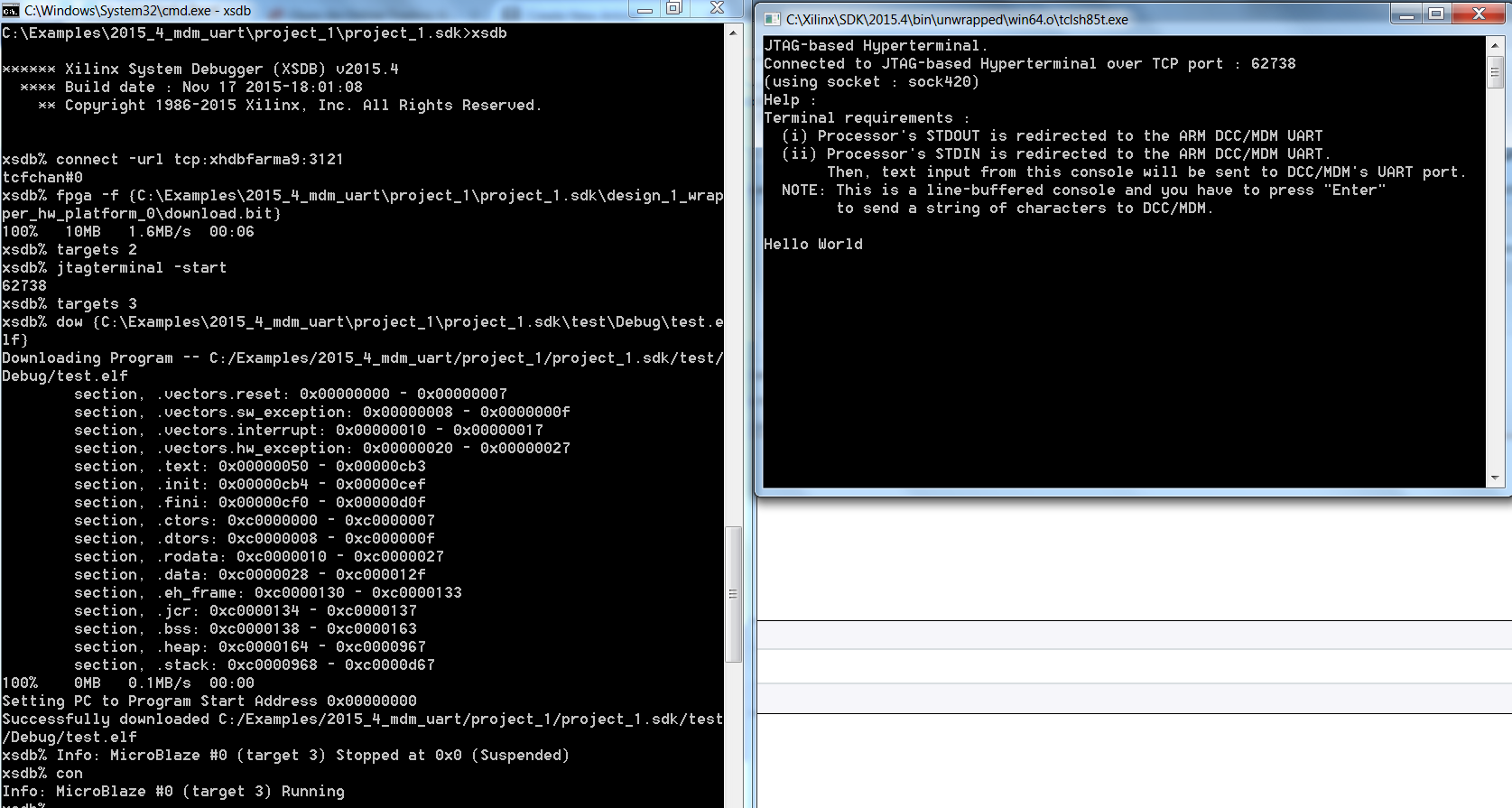 AR 66370 XSDB Using JTAG UART Terminal on System Debugger