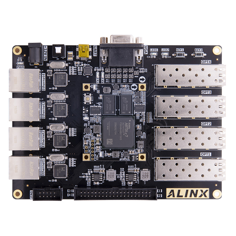 ALINXブランドXILINX A FPGA開発ボードArtix-7 XC A 100 T 4イーサネット4 SFP RS 232 VGA  FPGA評価キット (FPGAボード+プラットフォームケーブルUSB+A マザーボード